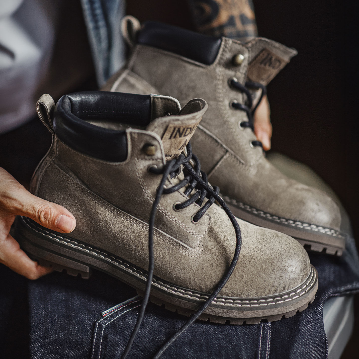 High-Top Work Boots — Full Grain Pigskin · Retro