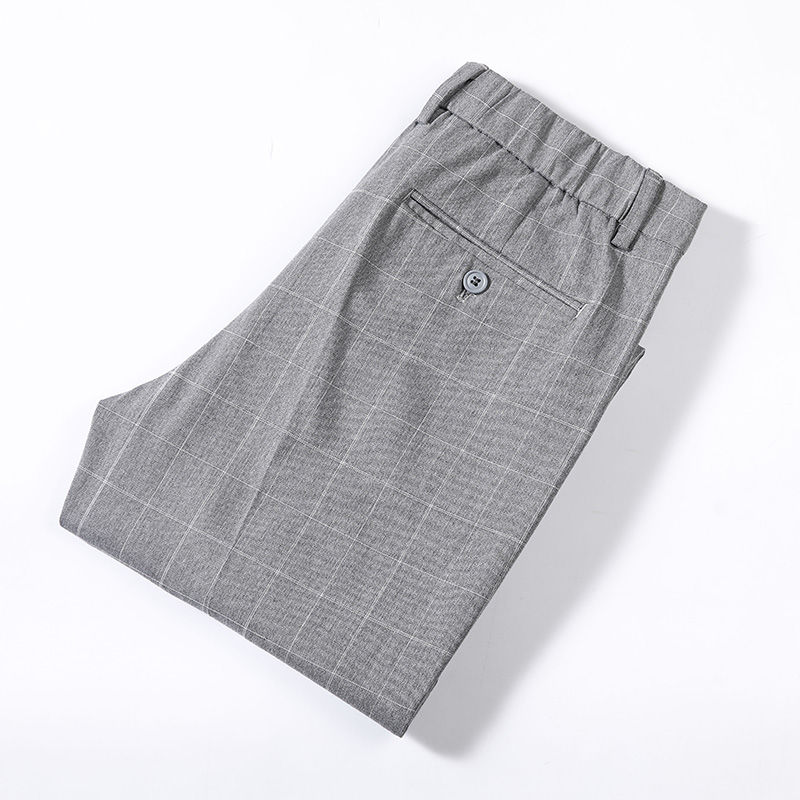 Thumbnail: Plaid Suit Trousers — Office Formal Black/Grey