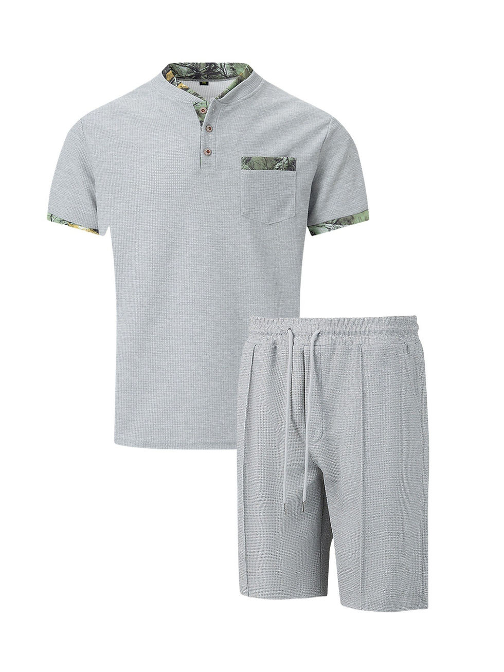 Thumbnail: Waffle Knit Polo & Shorts Set — Zip Neck Co-ord