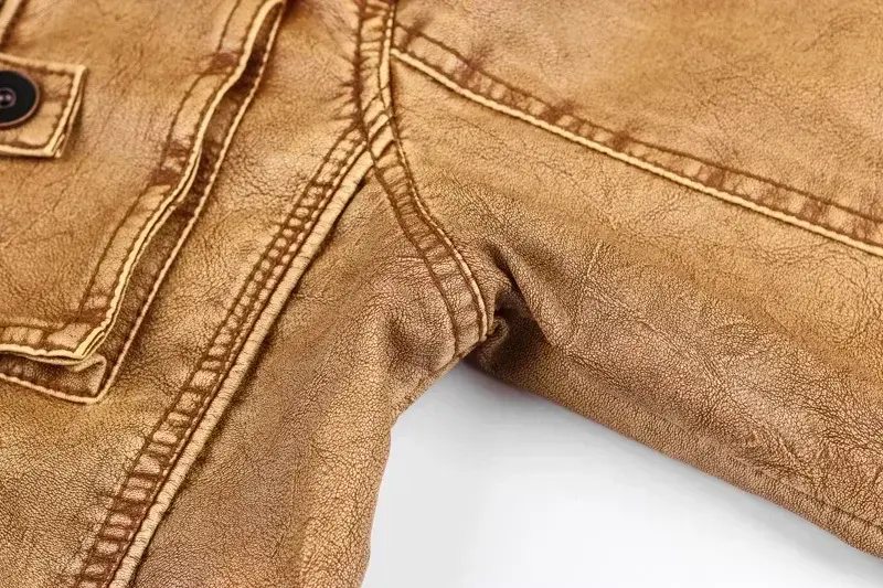 Thumbnail: Leather-Look Collar Jacket — Thick Autumn/Winter