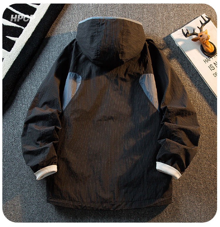 Thumbnail: Lightweight Colour-Block Sports Jacket — Hooded