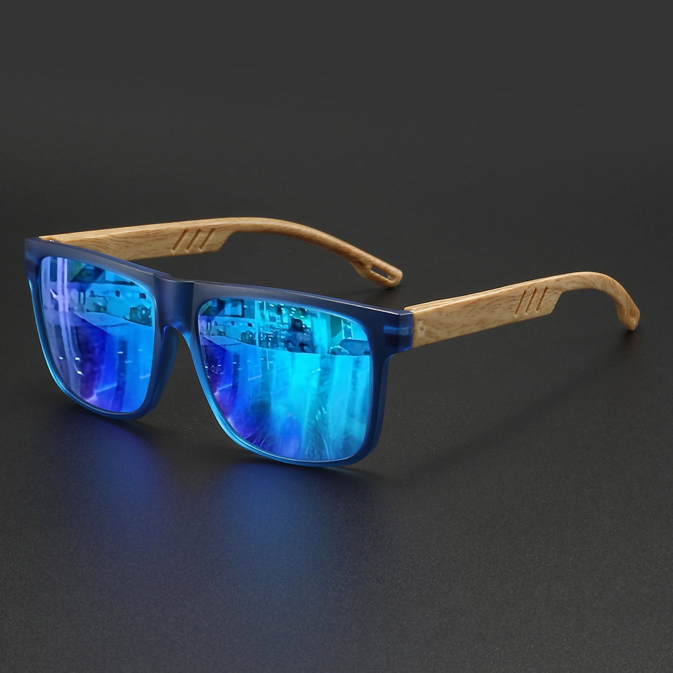 Thumbnail: Square Sunglasses — Wood Grain Spring Hinge UV400