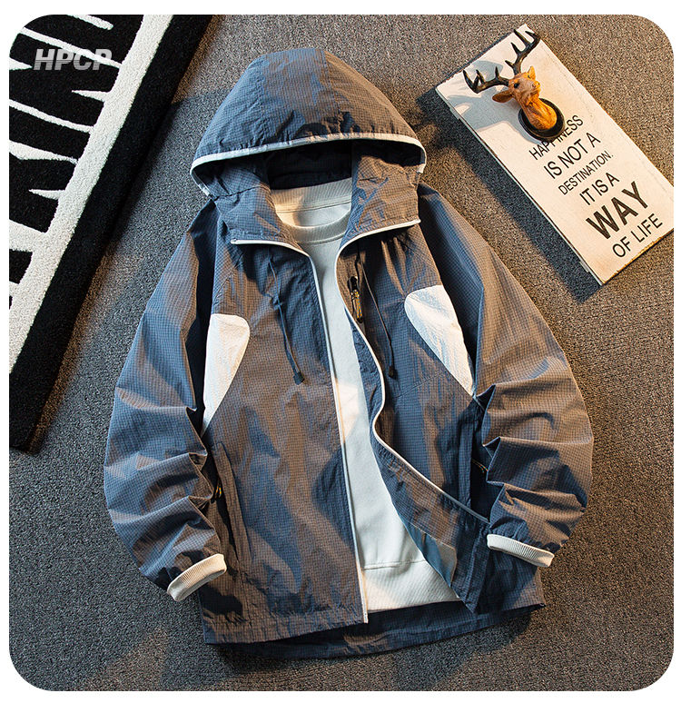 Thumbnail: Lightweight Colour-Block Sports Jacket — Hooded