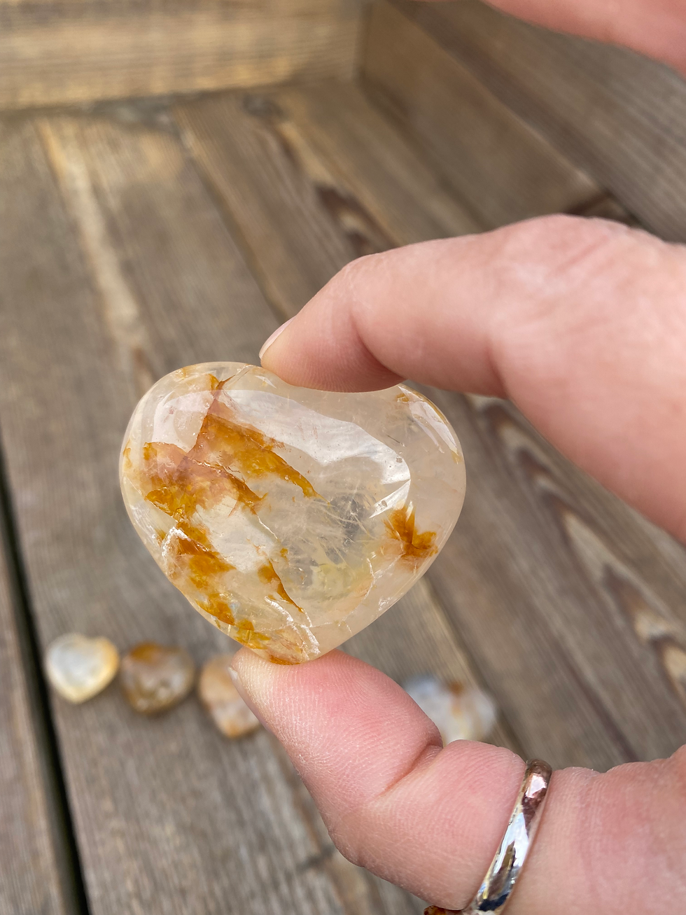 Thumbnail: Medium Golden Healer crystal heart - Hematoid Quartz