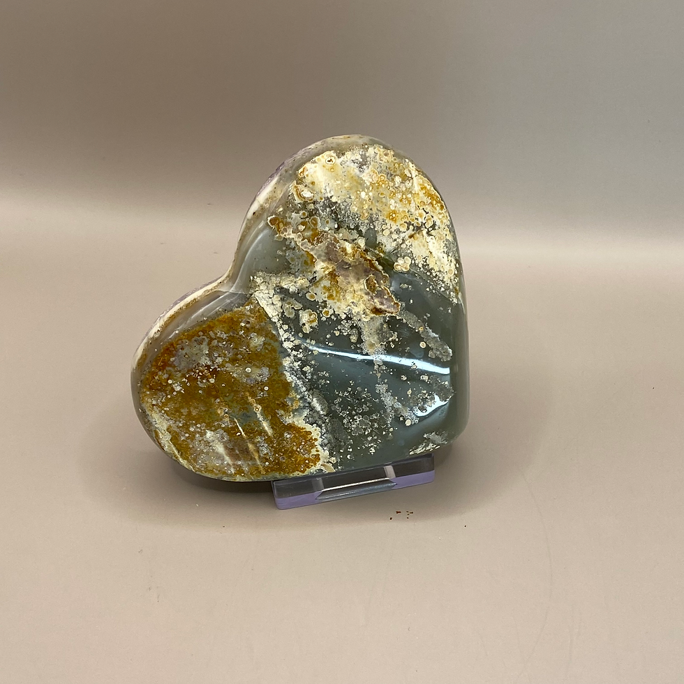 Thumbnail: Amethyst Heart Cluster 308g back on stand