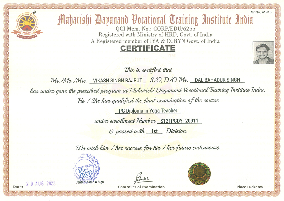 MDVTI India - PG Diploma in Yoga Teacher Certificate