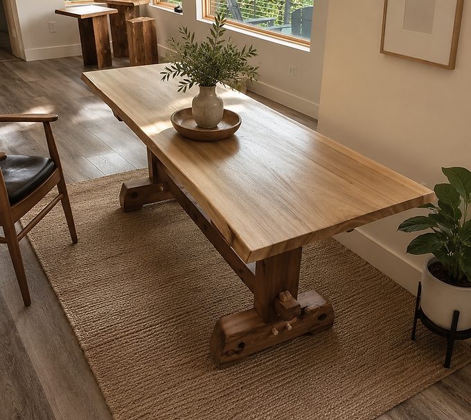 Custom Poplar Dining table with wood base handcrafted in Bradenton, FL