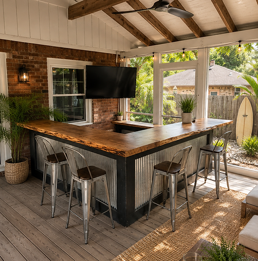 custom live edge bar for outdoor patio in Lakewood Ranch, FL