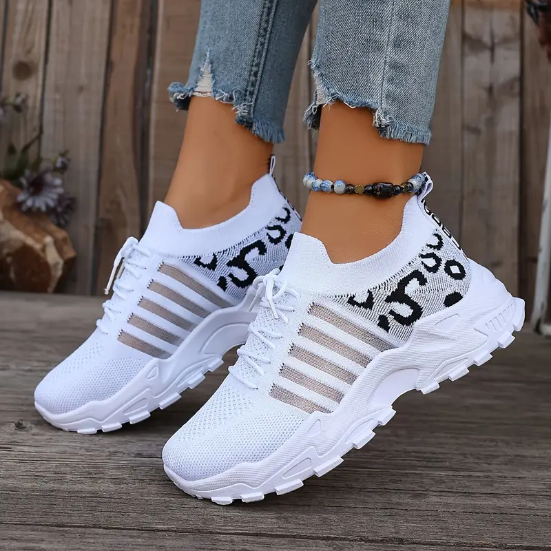 Woman shoes Leopard print sneakers lightweight and breathable women's casual sne