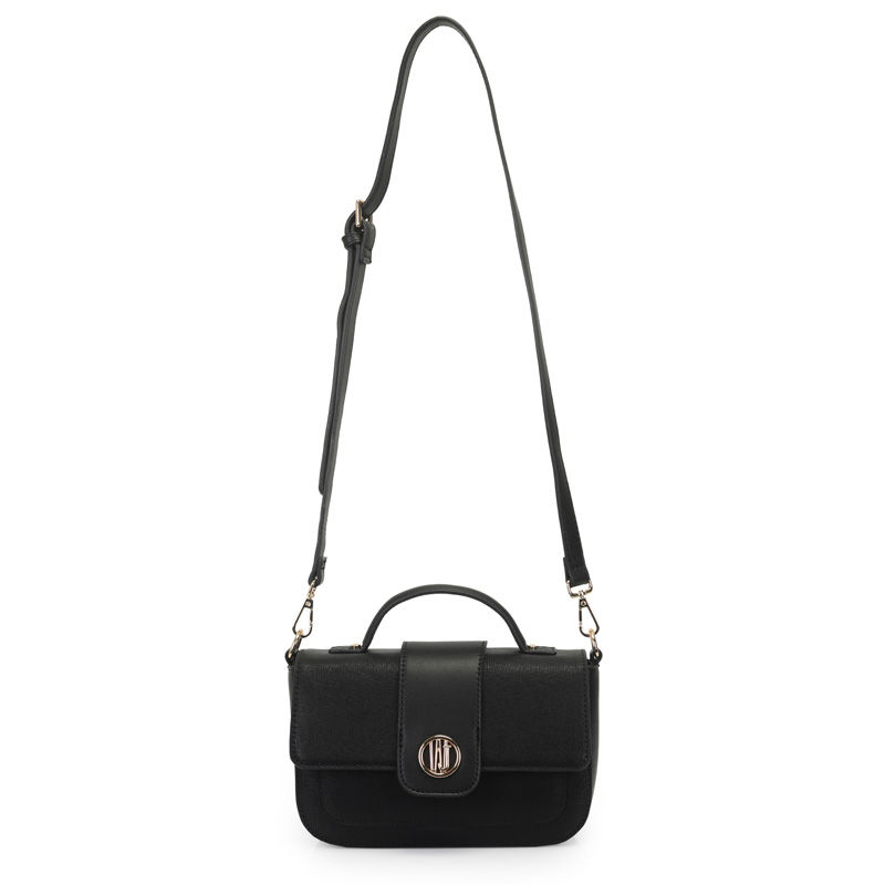 Bolsa Top Handle Media Com Recortes Preta WJ