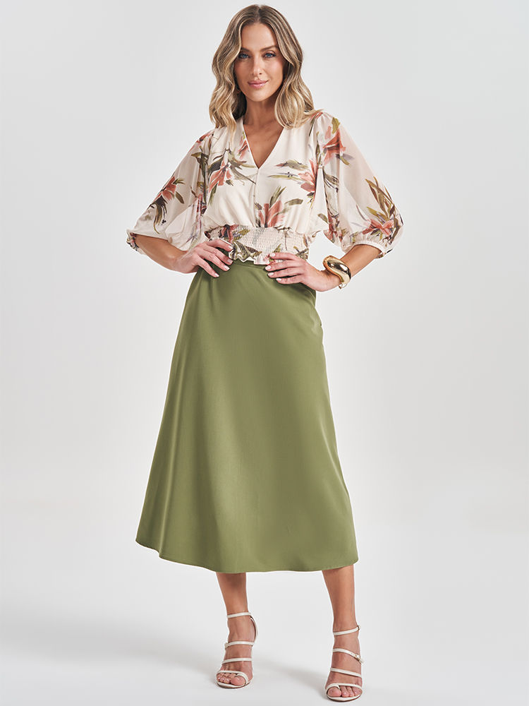 Miniatura: Saia Midi Alfaiataria Comfy Verde Selva