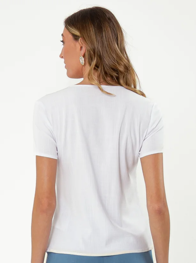 Miniatura: Blusa Decote V em Viscose Branco