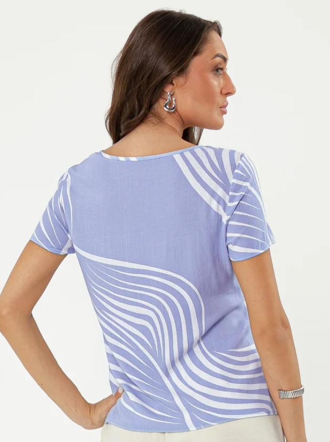 Miniatura: Blusa Decote Canoa em Viscose Azul
