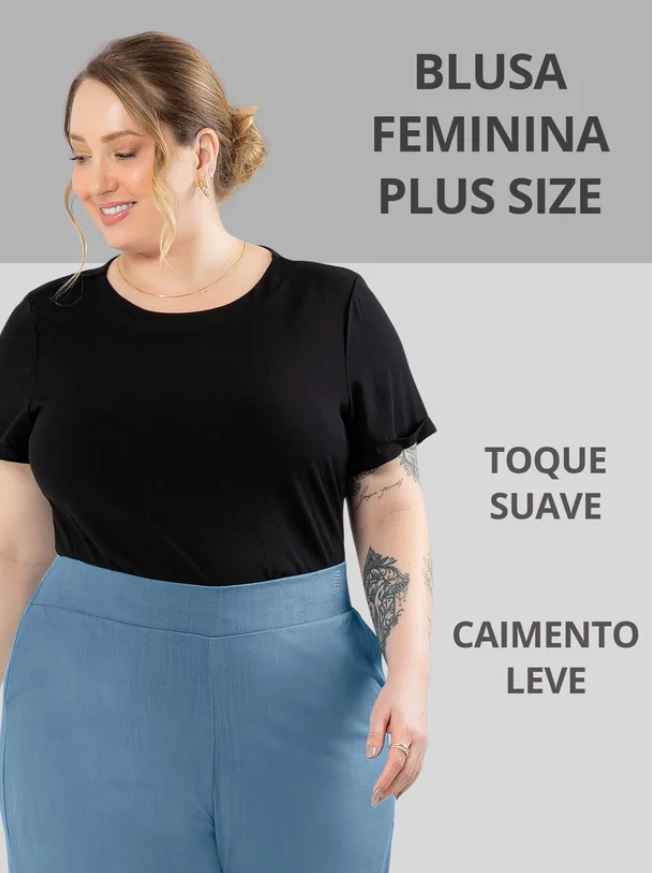 Miniatura: Blusa Plus Size em Viscose Preto