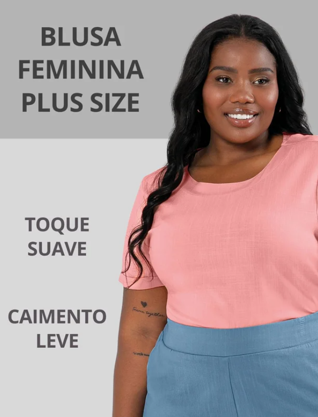 Miniatura: Blusa Plus Size em Viscose Rosa