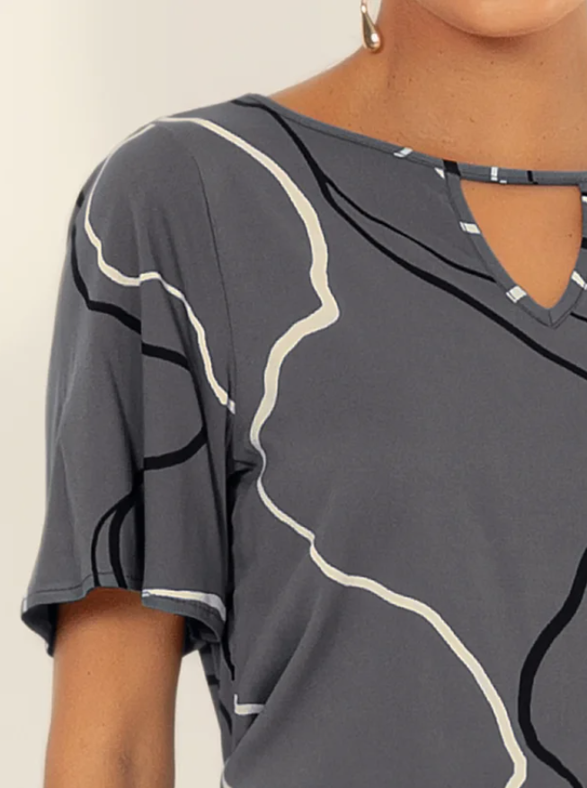 Miniatura: Blusa Decote Gota em Viscose Cinza