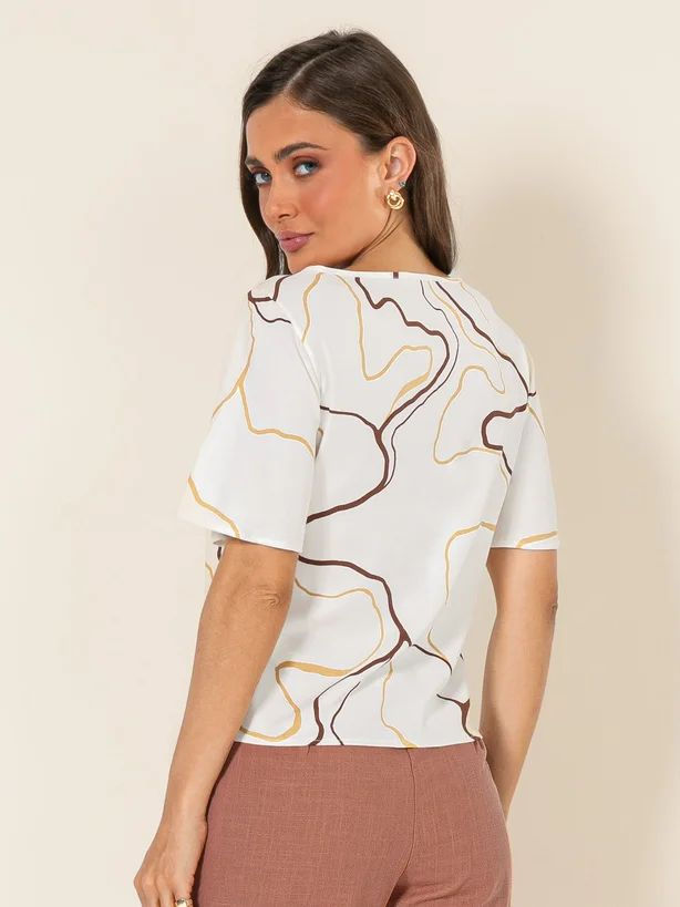 Miniatura: Blusa Decote Gota em Viscose OffWhite