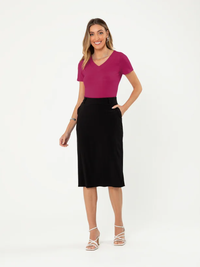 Miniatura: Blusa Decote V em Viscose Pink