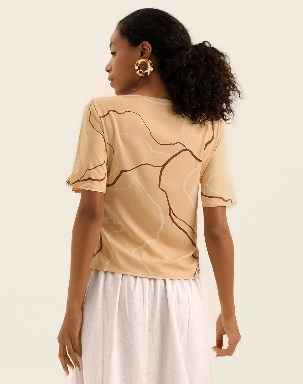 Miniatura: Blusa Decote Gota em Viscose Bege
