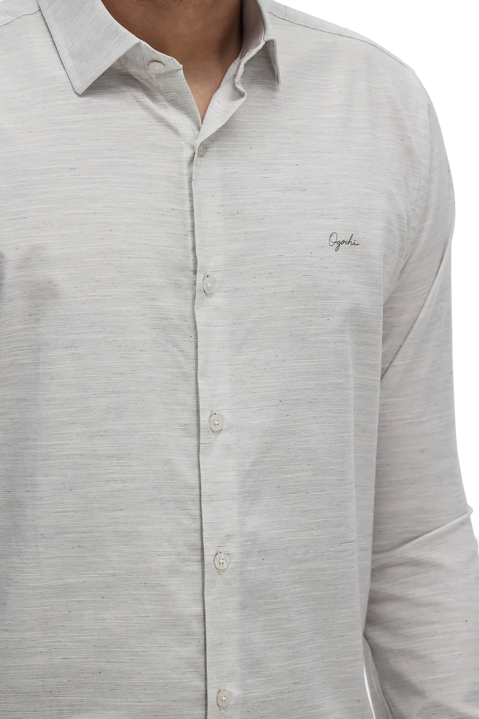 Miniatura: Camisa Manga Longa Slim Casual Flame Mescla Neblina Ogochi