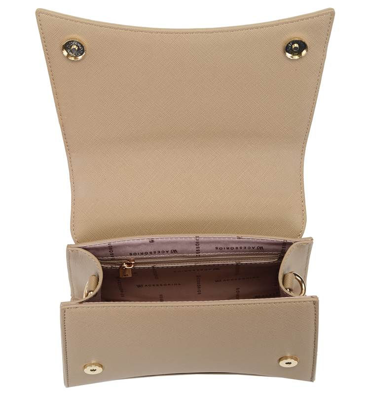 Miniatura: Bolsa Top Handle Pequena Estruturada Bege WJ