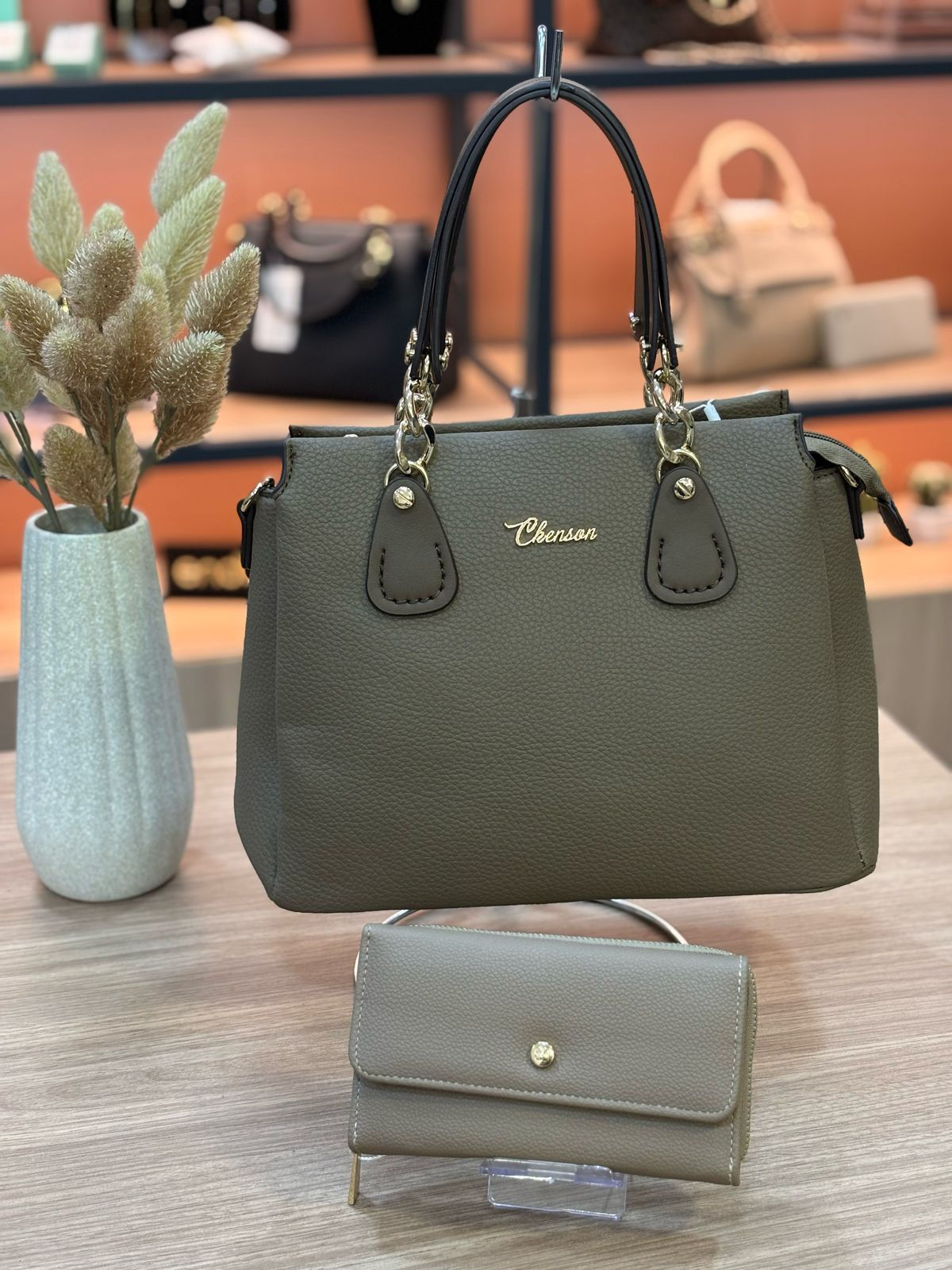 Bolsa Feminina Chenson Original Ferragem Chic Mão Marrom Claro