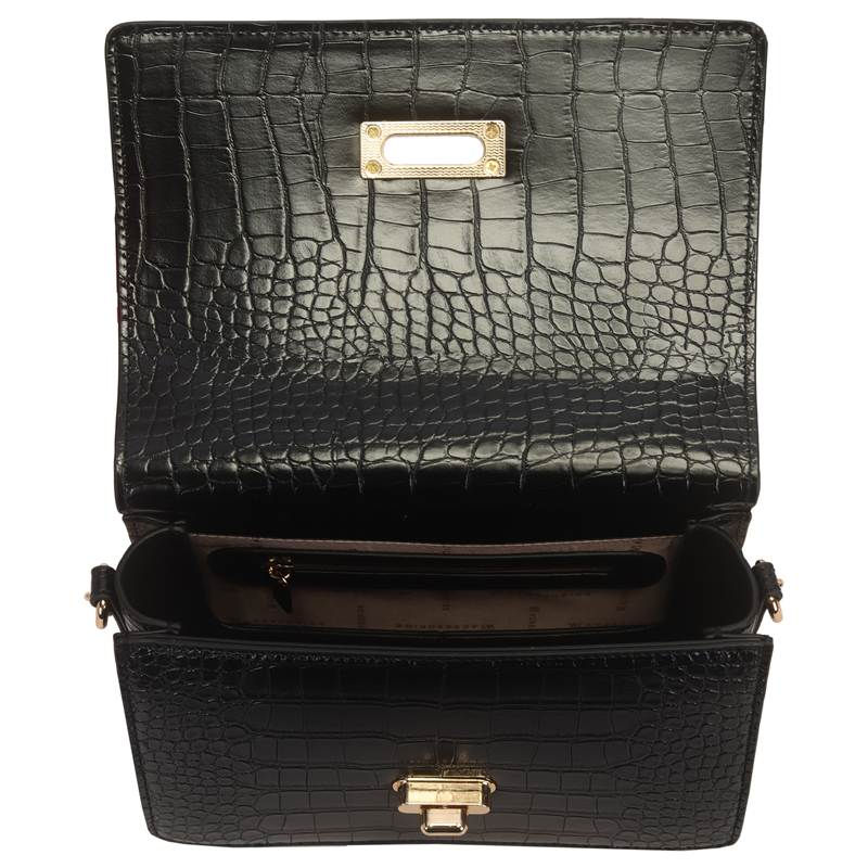 Miniatura: Bolsa Transversal Media Croco Estruturada Com Fecho WJ