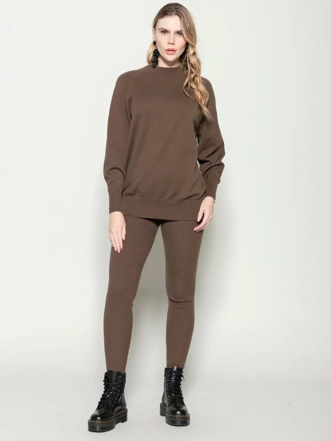 Miniatura: Blusa Ampla em Algodão Cava Raglan Biamar Marrom
