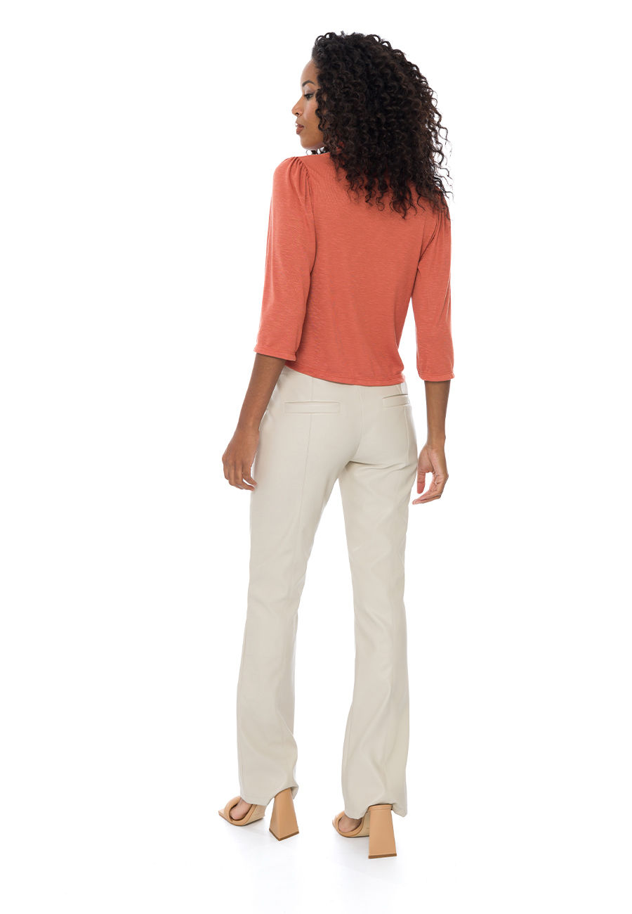 Miniatura: Blusa Manga 3/4 em Malha Tricot Flamê Avela