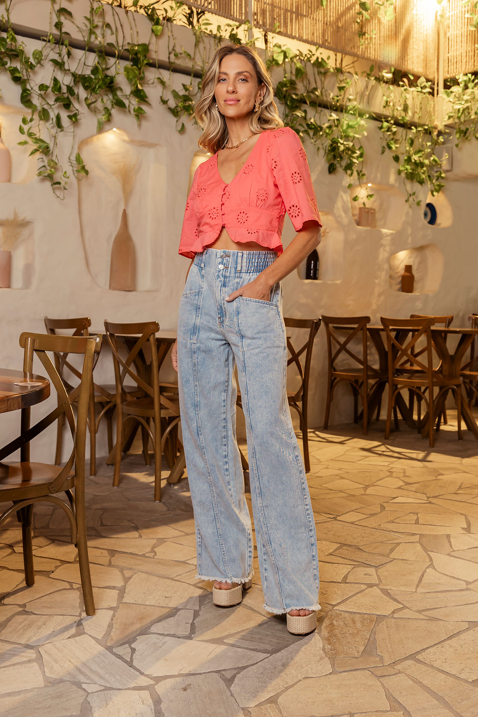 Miniatura: Blusa Cropped Em Tecido Laise
