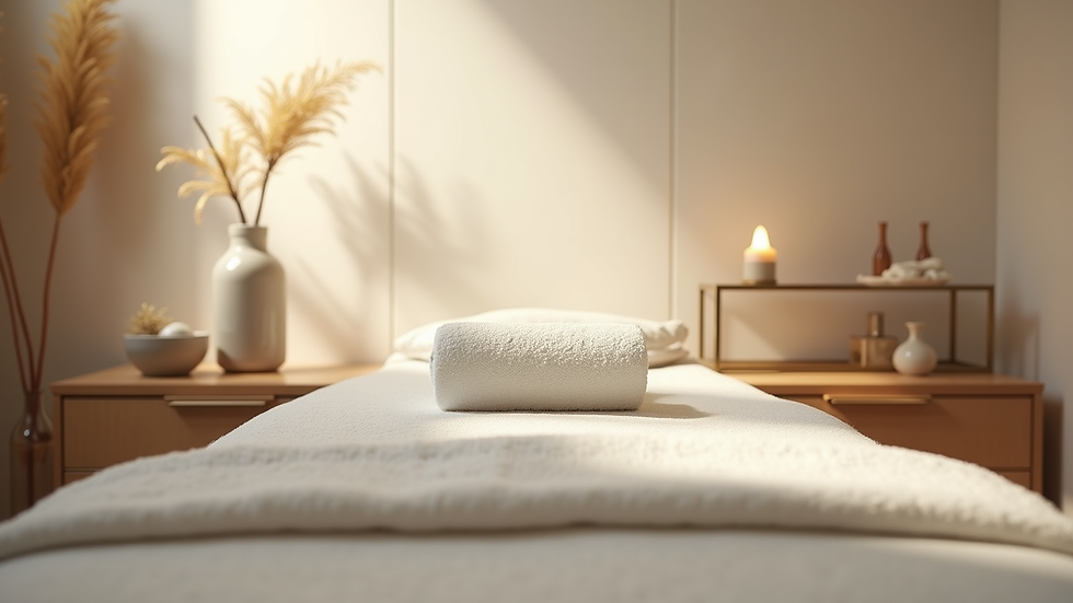 Eye-level view of a serene treatment room with calming decor