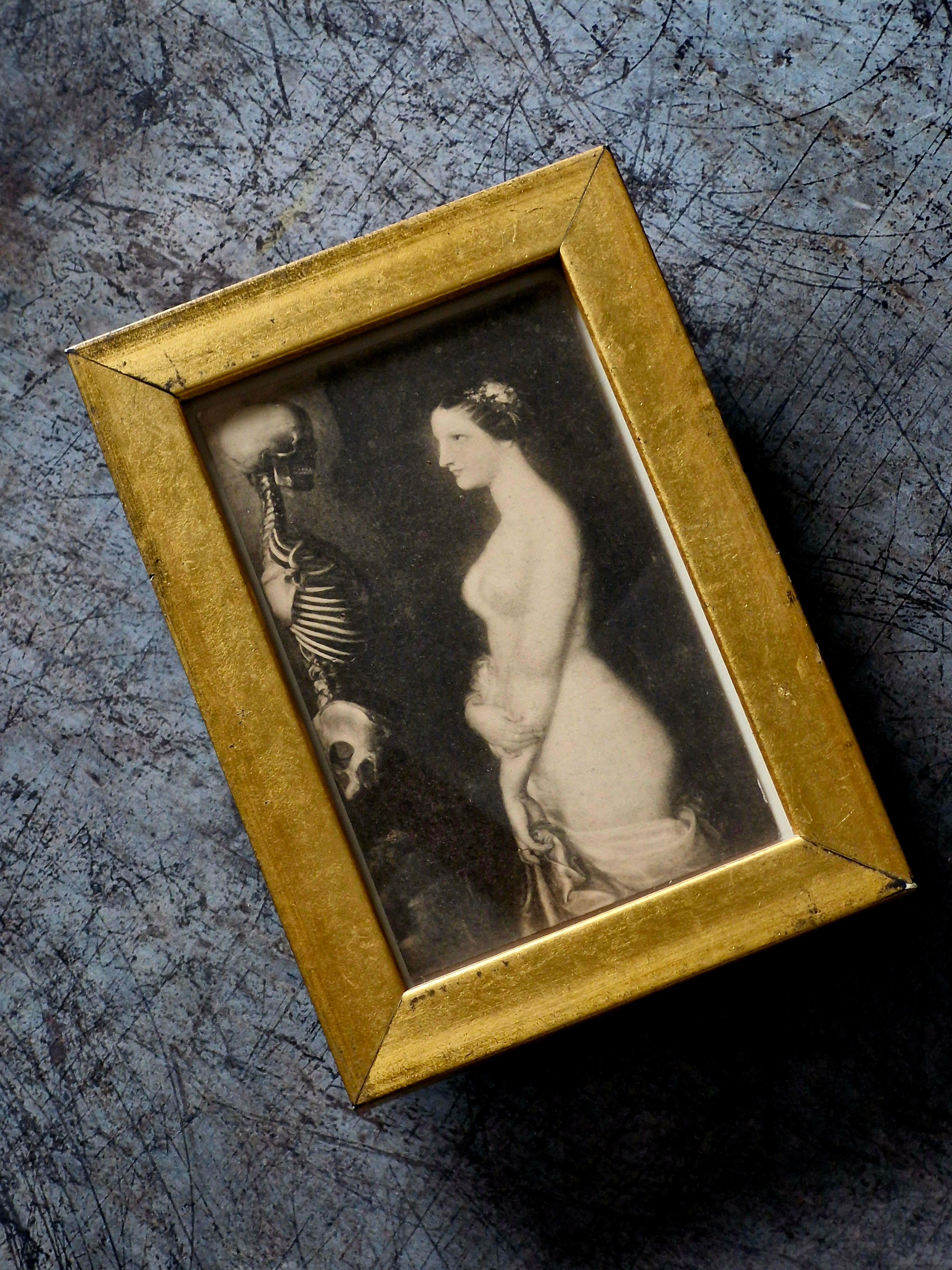 LA BELLE ROSINE: Antoine Wiertz Postcard c. 1890 Fine Gilt Wood Frame