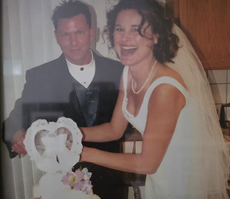 Shalene and her spouse on their wedding day in Clovis, 2003.