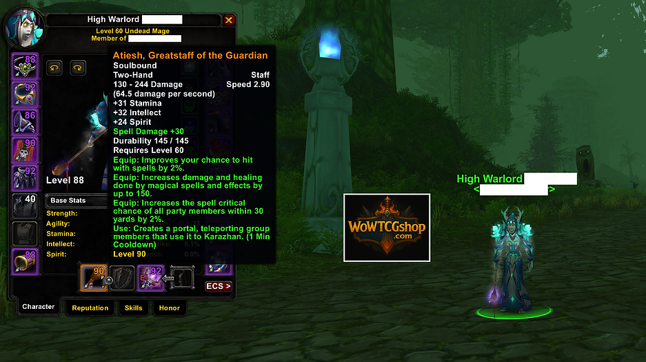Scarab Lord Mage with Atiesh for sale on Classic Anniversary Realm, Atiesh Warlock for sale, Full T3 Hunter BiS