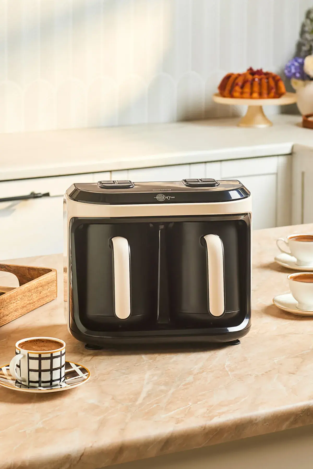 Karaca Hatır Hüp Düet Aroma İkili Türk Kahve Makinesi Krem 10 Fincan Kapasiteli