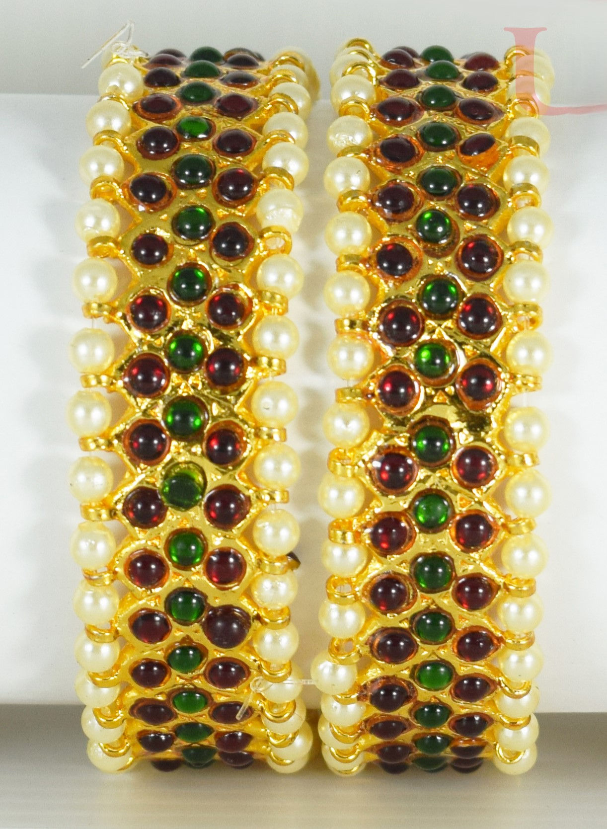 Three Line Stone and Beads Bangles for Bharatanatyam Performance