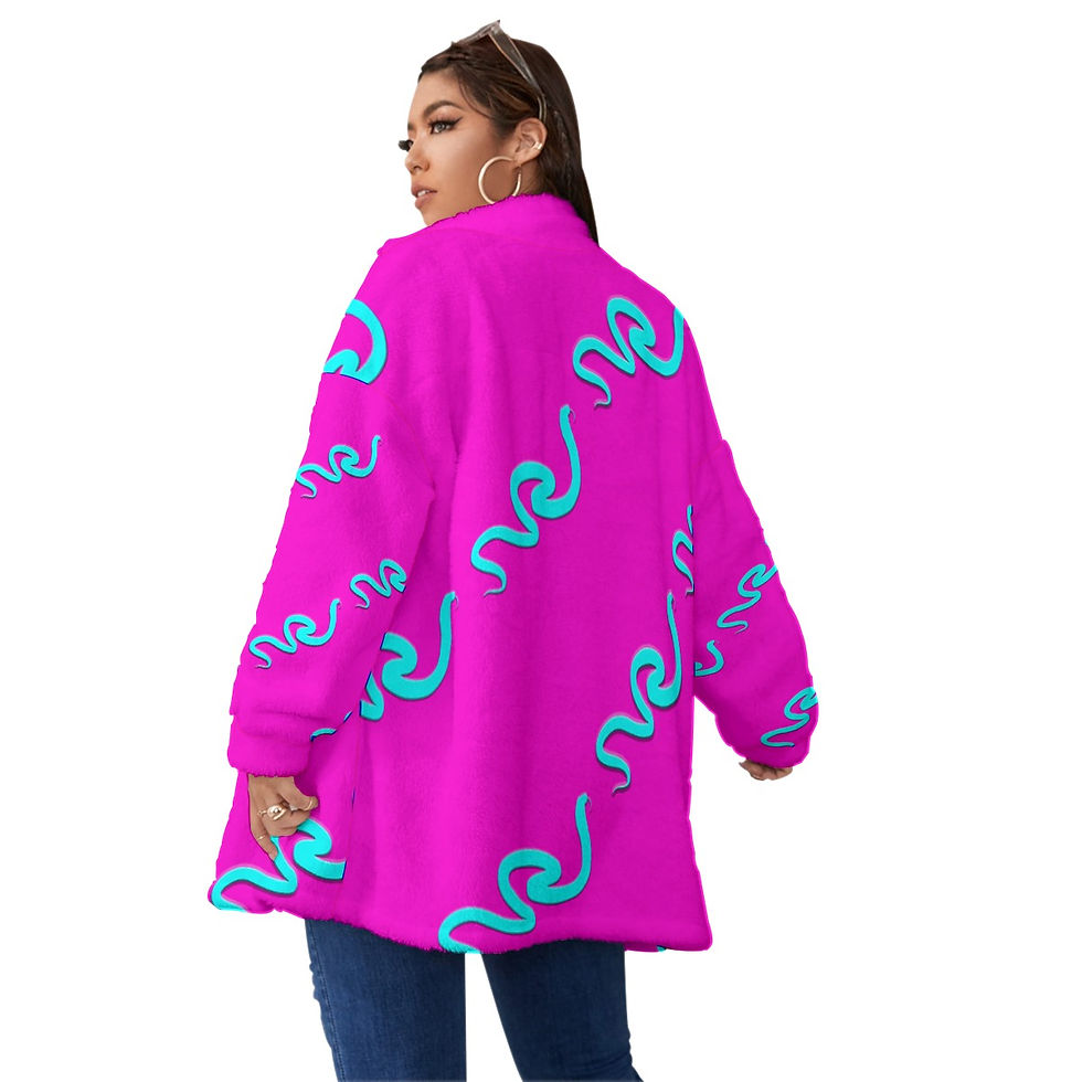 Thumbnail: Borg Fleece Stand-Up Collar Coat – Snake Design