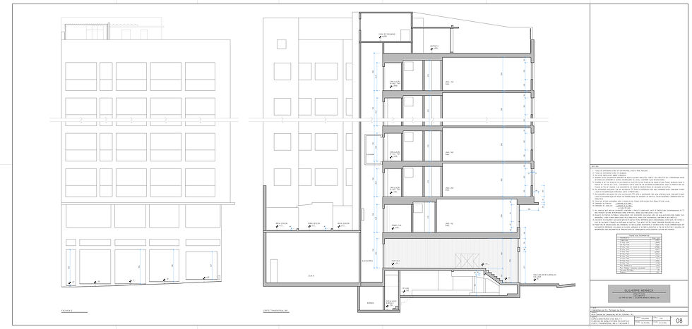 Fachada Lateral e Corte Transversal