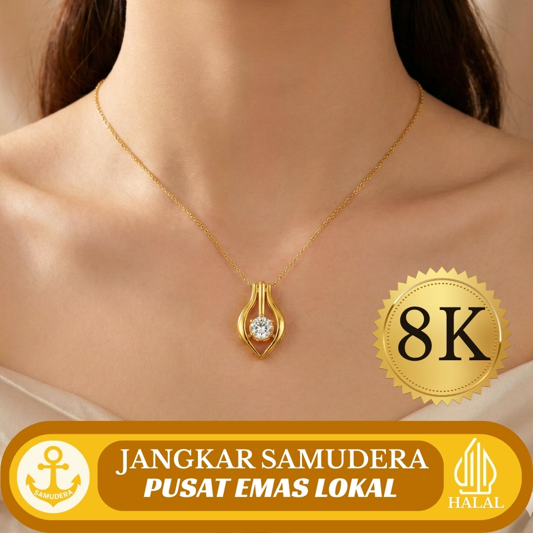 LIONTIN DAUN KOMBINASI 1 MATA PUTIH (STW)