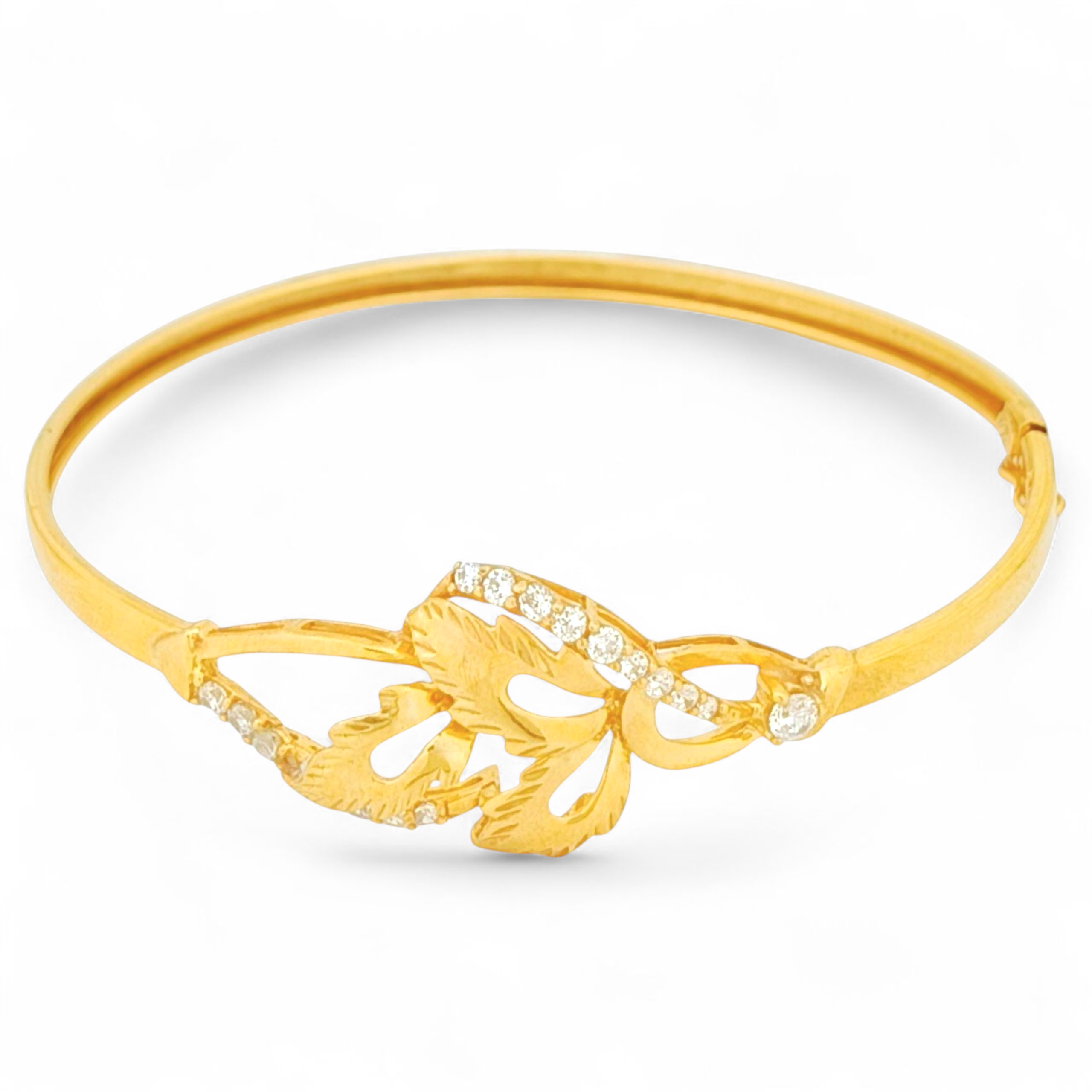 GELANG GOLD KOLONG DAUN DENGAN KOMBINASI GARIS LENGKUNG