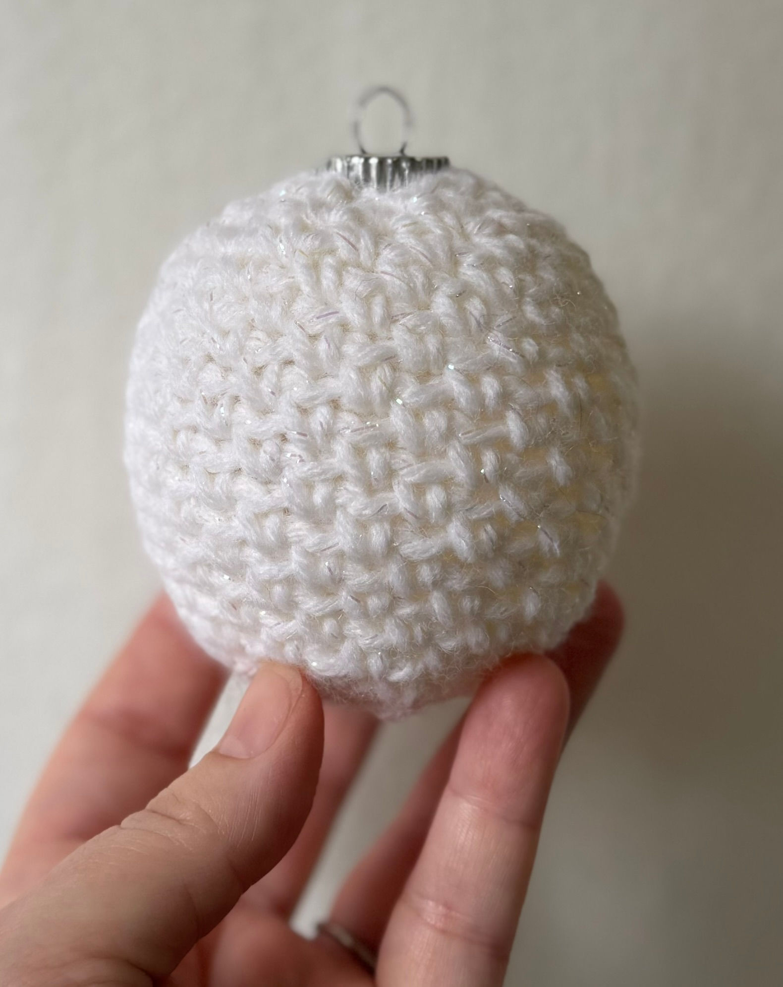 White Sparkly Snowball Ornament