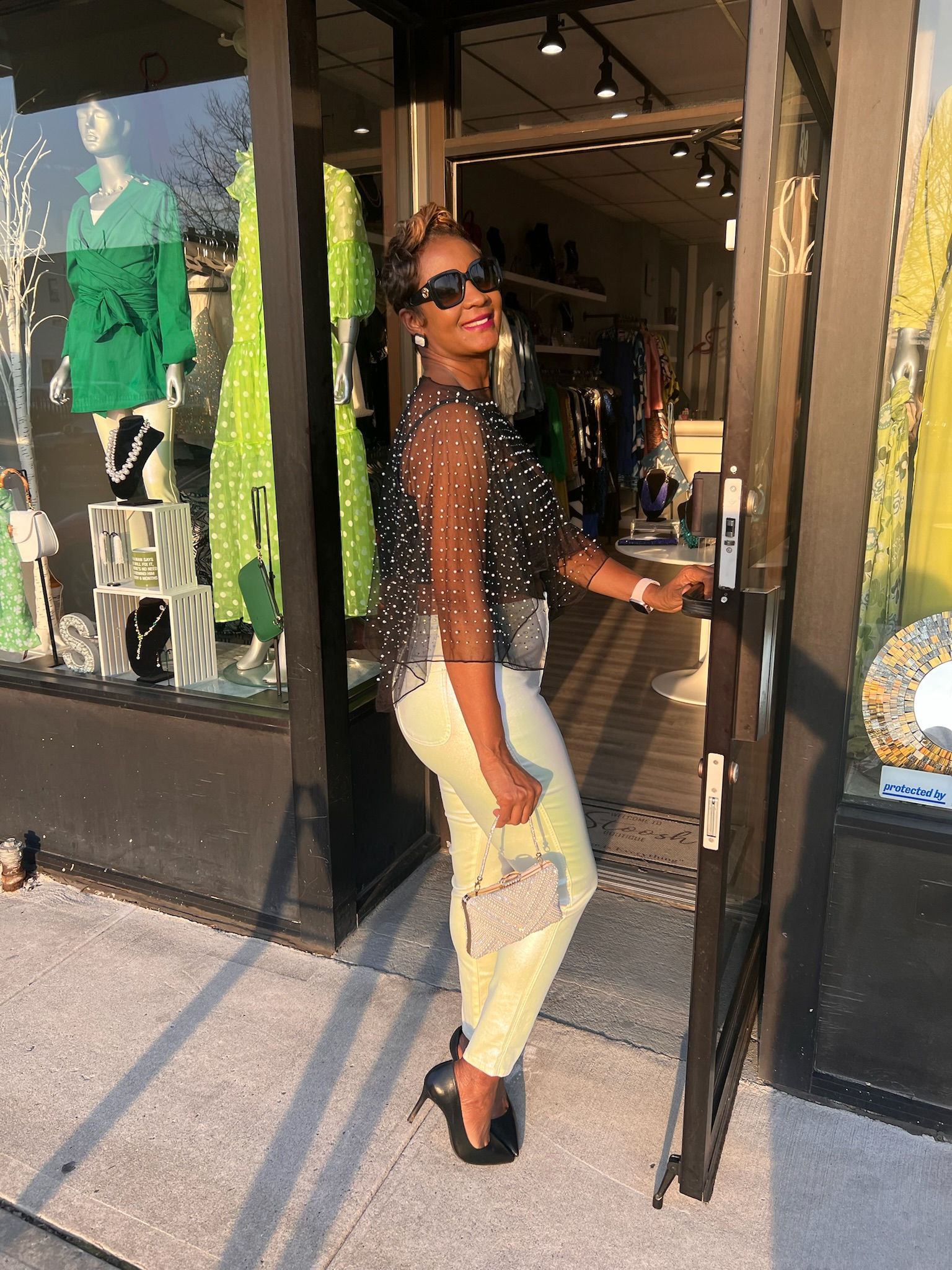 White Metallic Pants 