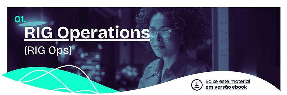 Imagem introdutória para 'RIG Operations' como uma tendência de RIG para 2024, com uma pessoa olhando para telas de computador, simbolizando a gestão e operação de RIG Ops