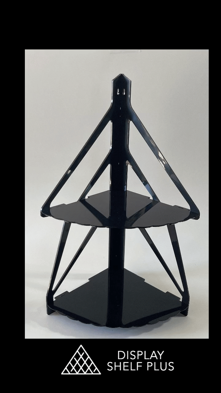 Corner display shelf that can be hung on a corner wall or on any flat surface. Great for displaying your favorite item for home and office.