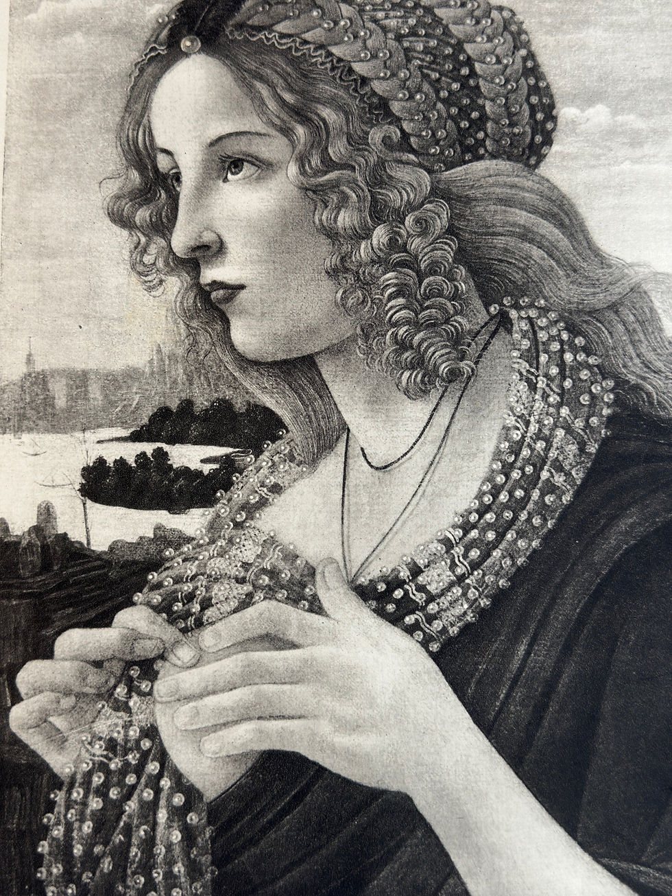 Thumbnail: Old Print, Idealized Portrait of a Lady, Simonetta Vespucci," Sandro Botticelli