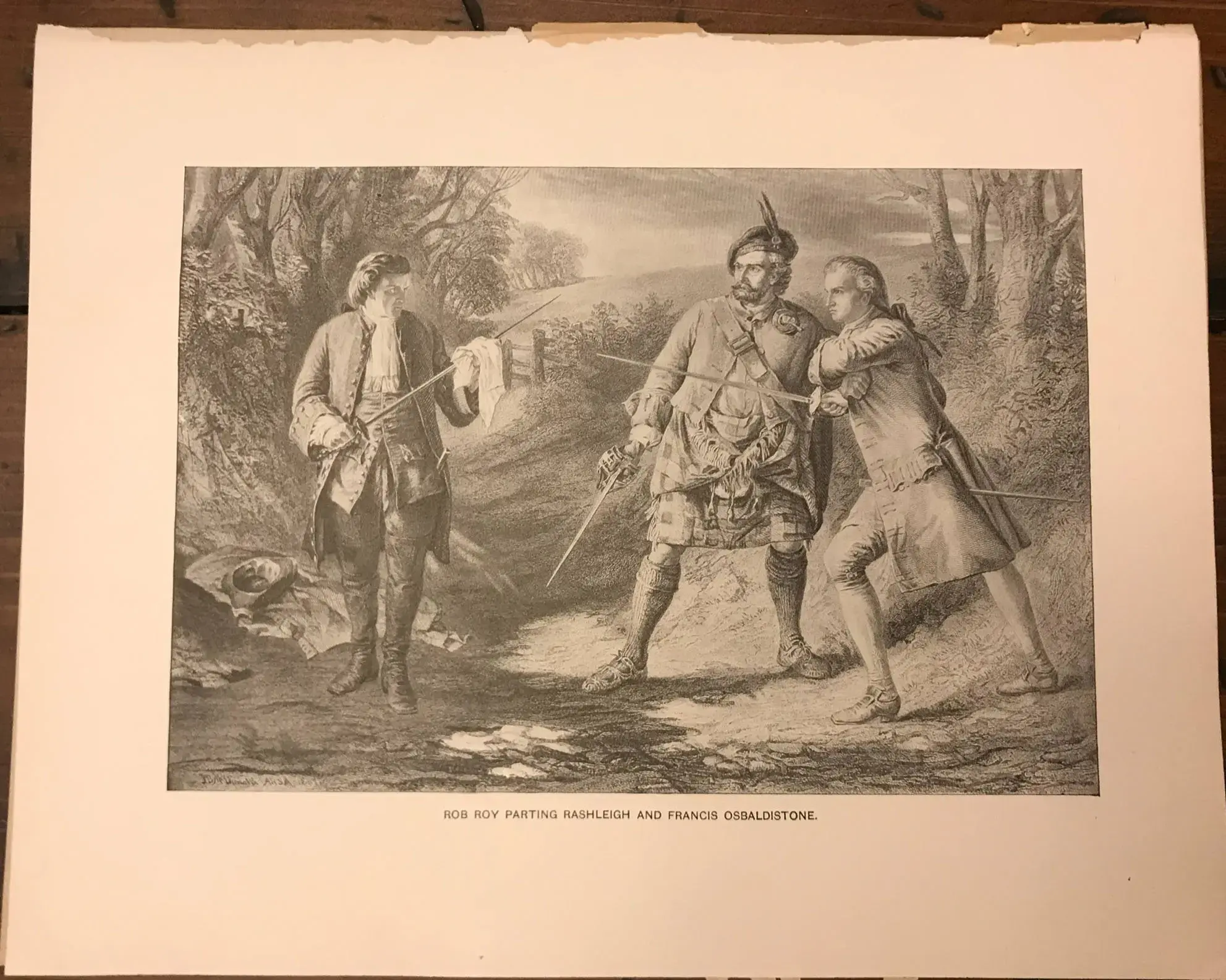 Antique Print - Typogravure, Rob Roy, Walter Scott Book, Scotland, Ireland, High