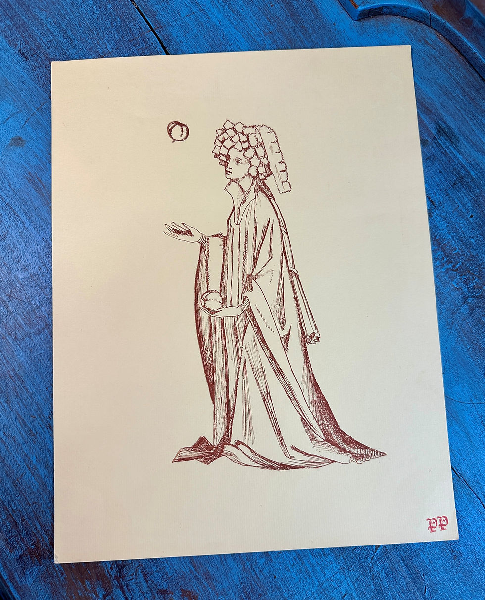 Vintage Juggling Print, Eleanor of Castile, Medieval Effigy, Queen of England