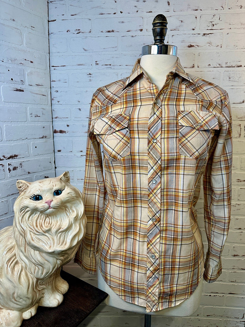 80s Western Shirt, Cowboy Costume, Pearl Snap Button Down by BRADLEES (CL-A372)