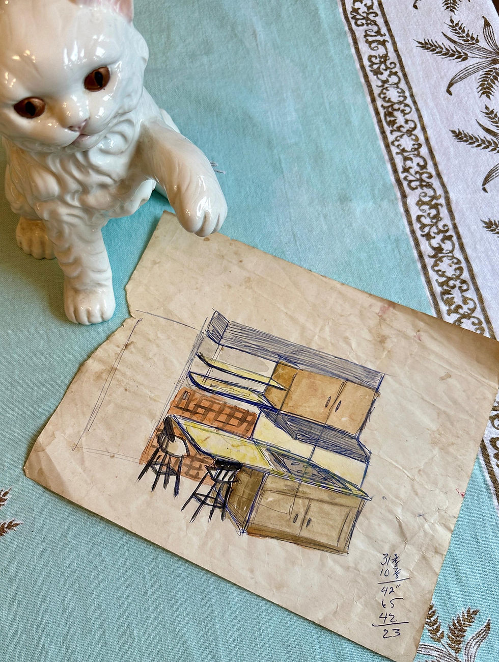 Thumbnail: Mid Century Watercolor Kitchen Sketch, RARE Concept Art, Kitchen Remodel Spec