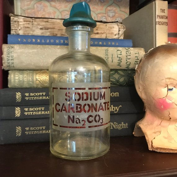 Thumbnail: Etched Glass Pyrex Bottle, Old Poison, Medical, Laboratory Equipment